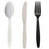 Heavy weight white, clear and black utensils